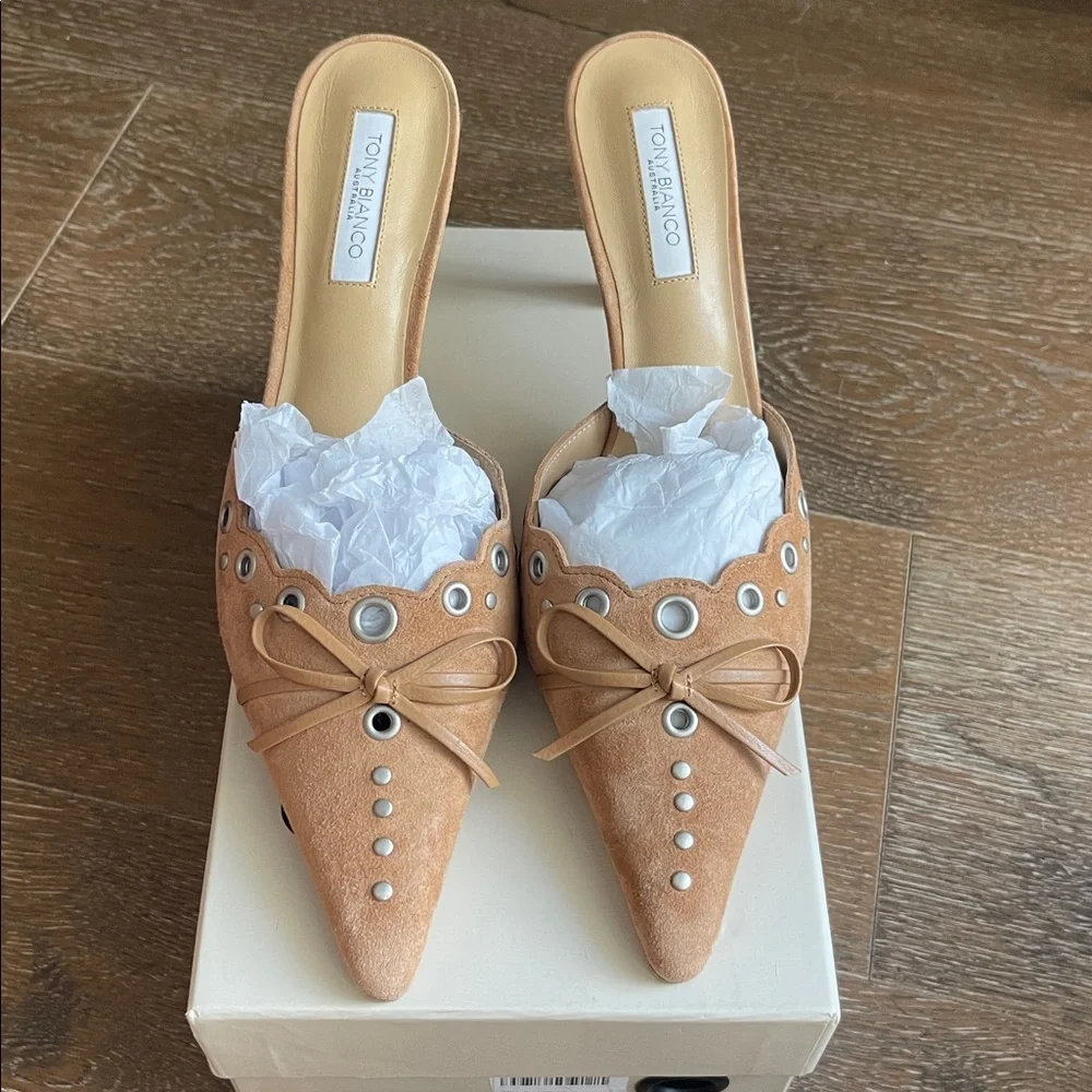 Tony Bianco Shae Mule Butterscotch Suede Size 9 - Picture 4 of 11